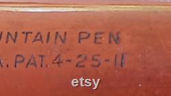 1911 PARKER DUFOLD Jr. Fountain Pen Pat. 4-25-11 Red-Orange Lucky Curve Orange Desk Set Pen No Bite Marks Geo. S Parker Janesville WIS. usa