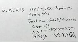 1945 Parker Vacumatic Debutante in Azure Blue Pearl Fountain Pen