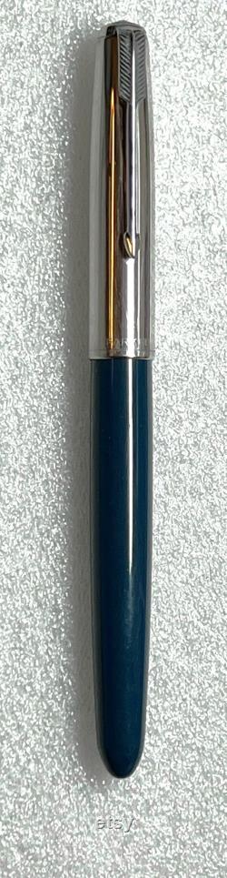 1950's Parker 51 Special Cedar Blue chrome Aerometric fountain pen