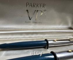 1950's Parker VP Blue pen pencil set in original case