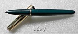 1950's RESTORED Teal Blue colored Parker 51 with 1 10 12k Gold arrow cap Fountain pen -'MADE in ENGLAND'