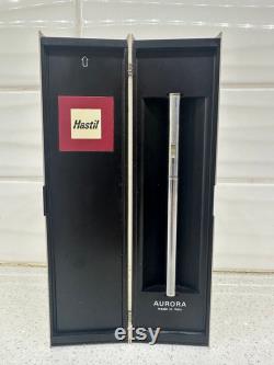 1970S AurorA Hastil Ecosteel 14K Broad Nib Fountain Pen with Box