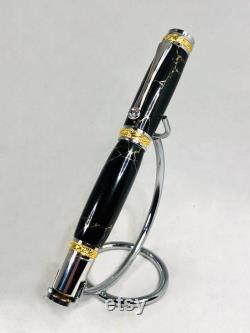 24kt Gold Rhodium and Trustone Rollerball Pen Magnificent Gift for Him or Her-OOAK