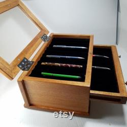 30P Solid African Mahogany Wood Pen Box, (OP0354, 0372,0332 am) 30 Item Box, pen pencil box, Pen Presentation Box, Gift Box, pen collector