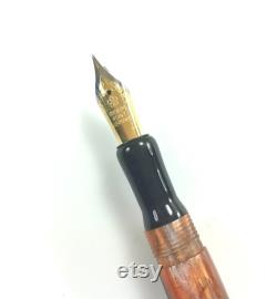 Acrylic Fountain Pen Beautiful Brown Orange Black and Silver metallic Acrylic Bespoke Kitless Fountain Pen 005BSD
