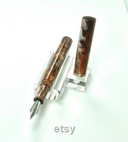 Acrylic Fountain Pen Beautiful Browns with Silver Sparkle Acrylic See Video Bespoke Kitless Fountain Pen 005BSF