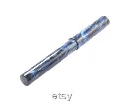 Acrylic Fountain Pen Deep Blues Black and Silver with DiamondCast Sparkle Acrylic See Video Bespoke Kitless Fountain Pen 006BSD