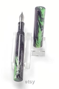 Acrylic Fountain Pen Deep Purple Silver Lime Green Diamond Cast Sparkle Acrylic See Video Bespoke Kitless Fountain Pen 003BSO