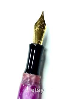 Acrylic Fountain Pen Dramatic Purple and Flame Orange Acrylic See Video Bespoke Kitless Fountain Pen 001BSFPB