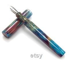 Acrylic Fountain Pen Red Purple Green Yellow and Blue Metallic Sparkle. Acrylic See Video Bespoke Kitless Fountain Pen 010BSO