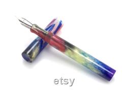 Acrylic Fountain Pen Red Silver Blue and Gold with Metallic Sparkle. Acrylic See Video Bespoke Kitless Fountain Pen 008BSE