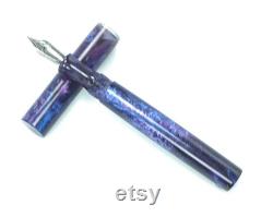 Acrylic Fountain Pen Shimmery Blues with Purple Swirls Acrylic See Video Bespoke Kitless Fountain Pen 002BSFPB