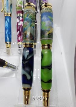 All Eeveelutions Fountain Pen and Rollerball made from TCG Eevee, Jolteon, Vaporeon, Flareon, Espeon, Umbreon, Sylveon, Leafeon, Glaceon