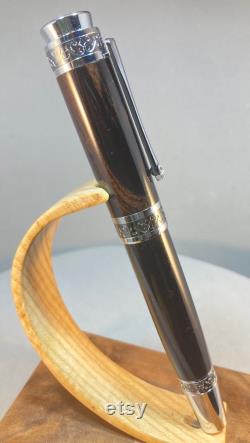 Amazing Chrome and Black Titanium Fountain Pen made with African Blackwood ( 2350)