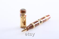 Ancora 1919 Wooden Rollerball Pen Set Engraved Pen Vintage Luxury Gift For Him Executive Pens Ancora Pen Collection Gold Plated Custom Pen