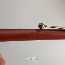 Antique 1920s Parker Duofold Lucky Curve Junior Red Orange Black Fountain Pen and Mechanical Pencil