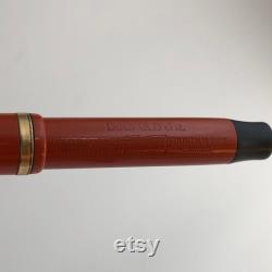 Antique 1920s Parker Duofold Lucky Curve Junior Red Orange Black Fountain Pen and Mechanical Pencil