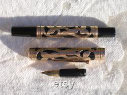 Antique WATERMAN Solid 14KT Gold Clip-Cap 0512 Gold Overlay Full-Sized Eyedropper Fountain Pen PAT.SEP.26,05 Retail 75,000