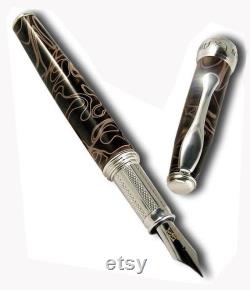 Artisan Cappuccino Resin Fountain Pen with Sterling Silver Grip A Treat for Coffee Lovers