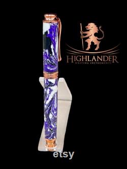Artisan Handcrafted Purple, White, Black Acrylic Fountain Pen. Luxury with Precision Writing. Choose Your Ink Color Hand Made in Colorado.