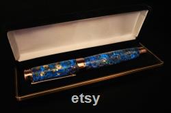 Atomic Clock Fountain Pen, Galaxy Art, Real Clock parts, Opal Premium hand-made ,Rollerball, Aurora Nebula glow, 23k Gold Nib