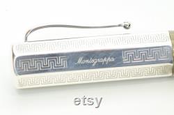 Authentic Montegrappa Eleganza Vintage '99 Fountain Pen 925 Silver Resin Greek 9p9066