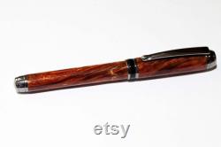 Beaufort Mistral Fountain Pen in Box Elder with Rhodium and Black Chrome Components