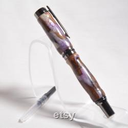 Beautiful Resin and Maple Burl Fountain Pen with Ink Converter