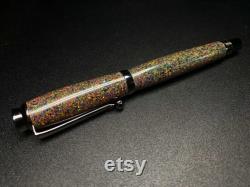 Bespoke Fine Black Opal Fountain Pen. Changes colour (red and green) depending on different light conditions. Anniversary birthday Gift.
