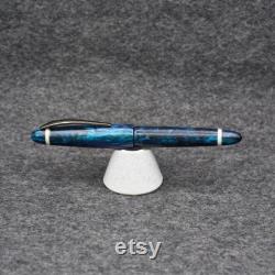 Bespoke Fountain Pen with clip Blue and Black Interstellar Kitless fountain Pen
