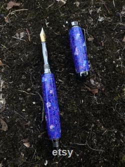 Bespoke Indigo and Lavender Opal Fountain Pen.