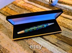 Black Opal Meteorite Fountain Pen, Custom made with premium quality materials, Afterglow option, Complimentary engraving and Gift Box