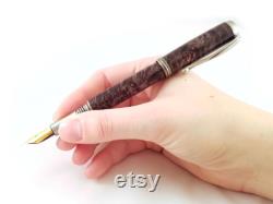 Black maple burl fountain pen Hand carved wood fountain pen in black dyed maple burl