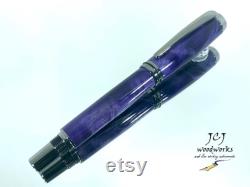 Blue Stabilized Buckeye Burl Fountain Pen with Black Titanium Components