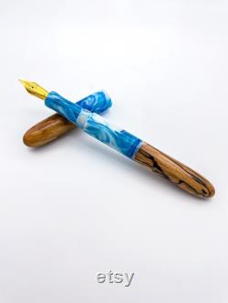 Blue and White Hybrid Fountain Pen Kitless Fountain Pen Bespoke Fountain Pen Handmade Fountain Pen JoWo 6 Nib Fountain Pen Gift