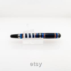 Blue and White Striped Fountain Pen Blue Barber