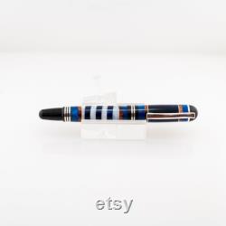 Blue and White Striped Fountain Pen Blue Barber