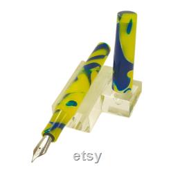 Blue and yellow acrylic fountain pen