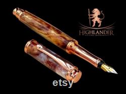 Bronze and White Pearlescent Acrylic Artisan Handcrafted Fountain Pen. Luxury and Precision. Choose From 6 Ink Colors Handmade in Colorado.