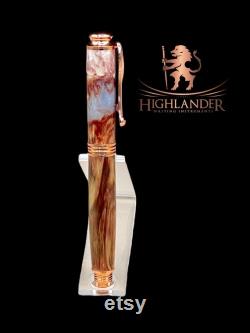 Bronze and White Pearlescent Acrylic Artisan Handcrafted Fountain Pen. Luxury and Precision. Choose From 6 Ink Colors Handmade in Colorado.