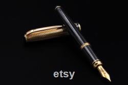 CUSTOM ORDER Handmade Fountain Pen Vermeil Solid Silver 925 Cap Black lacquer and Gold plated 18 Kt details Made in Italy