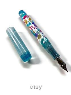 Candy Nougat Teal Acadia Model Custom Handmade Fountain Pen