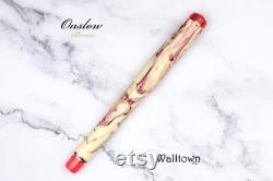 Cinnabar Sands with Ruby Pearl Onslow Brass Model 6 Jowo Handmade Fountain Pen