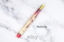 Cinnabar Sands with Ruby Pearl Onslow Brass Model 6 Jowo Handmade Fountain Pen