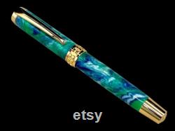 Com on Iwanna Leia Gold Handmade Fountain Pen, Luxury, One of a Kind. Ink, Converter, Sleeve, and Box Included. Handcrafted By Highlander Pen