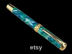 Com on Iwanna Leia Gold Handmade Fountain Pen, Luxury, One of a Kind. Ink, Converter, Sleeve, and Box Included. Handcrafted By Highlander Pen