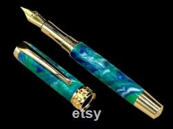 Com on Iwanna Leia Gold Handmade Fountain Pen, Luxury, One of a Kind. Ink, Converter, Sleeve, and Box Included. Handcrafted By Highlander Pen