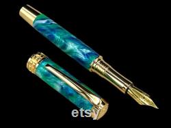 Com on Iwanna Leia Gold Handmade Fountain Pen, Luxury, One of a Kind. Ink, Converter, Sleeve, and Box Included. Handcrafted By Highlander Pen