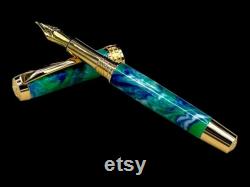 Com on Iwanna Leia Gold Handmade Fountain Pen, Luxury, One of a Kind. Ink, Converter, Sleeve, and Box Included. Handcrafted By Highlander Pen