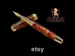 Copper on Fire 24k Gold Highlander 5280 Acrylic Artisan Handcrafted Fountain Pen. Choose From 8 Ink Colors Hand Made in Colorado.